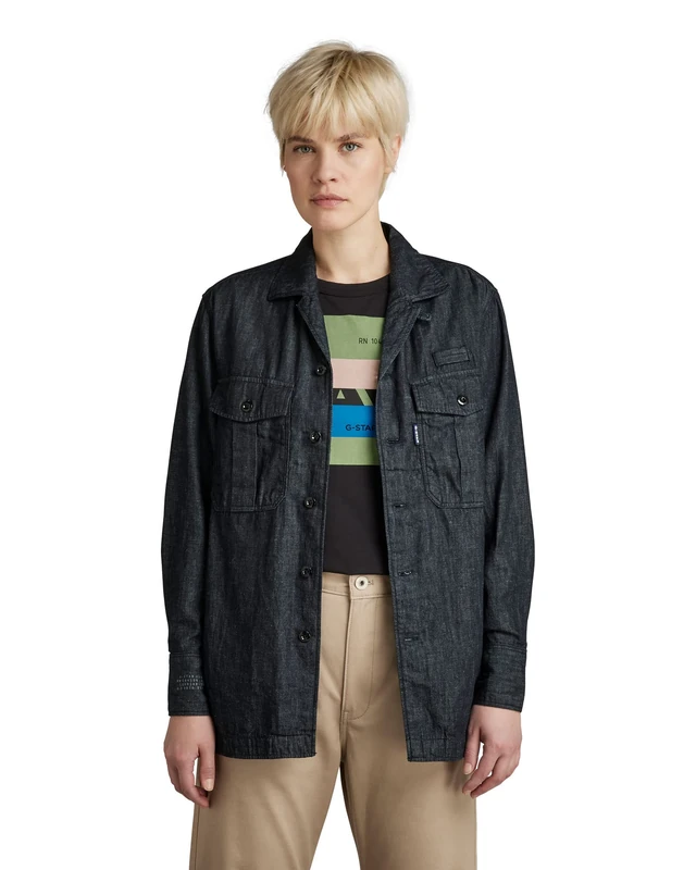 G-Star Women's Officer Boyfriend Shirt, Blue (rinsed D21104-C653-082), XS