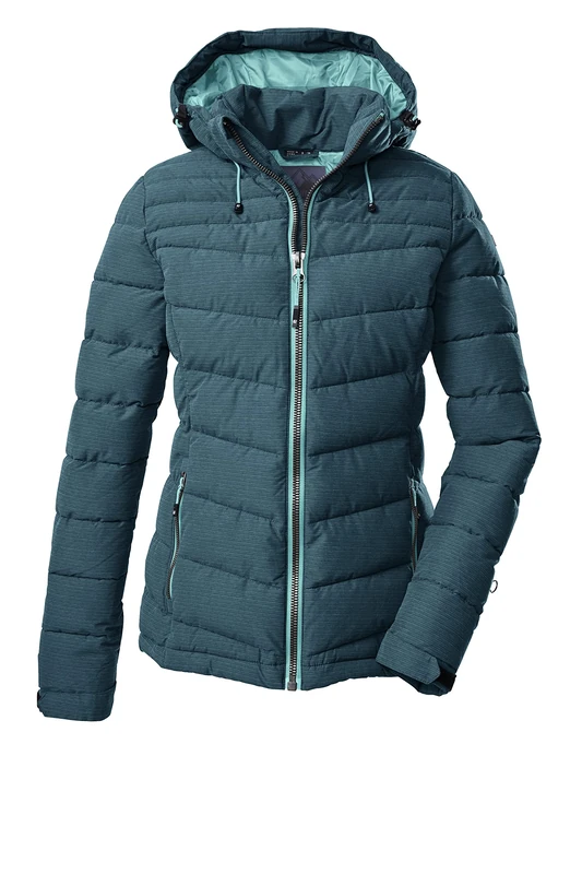 Killtec Skane WMN 35615-000 Women's Quilted Jacket with Zip-Off Hood, Dark Teal Green, 48 - Image 1