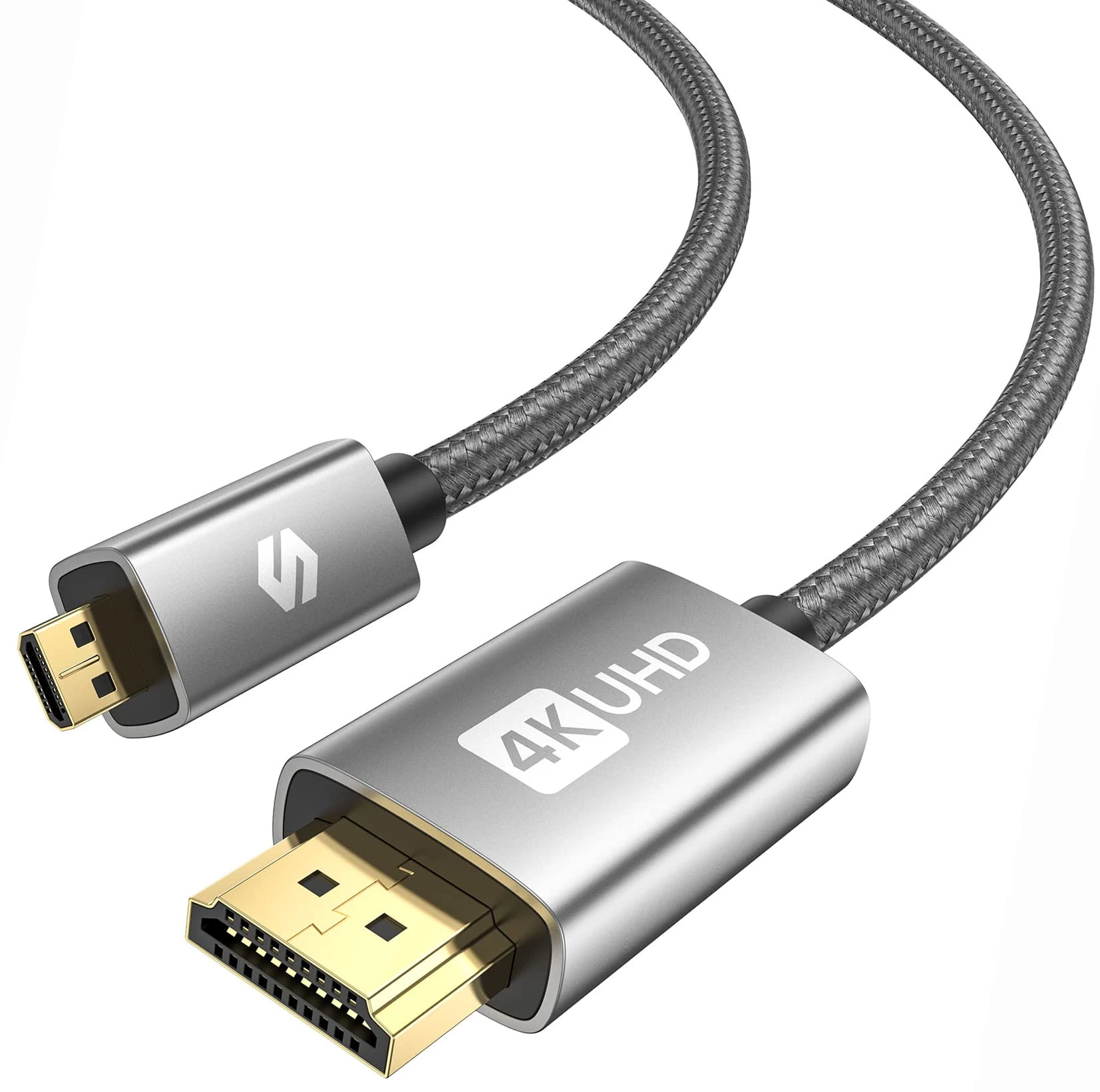 Silkland Micro HDMI to HDMI Cable 2M, 4K@60Hz, Supports Ethernet, 3D, HDR and ARC, Micro HDMI Cable Compatible with GoPro Hero 9/8/7/6/5, Raspberry Pi 5 4, Sony Camera A6300 A6400（Not Mini HDMI）