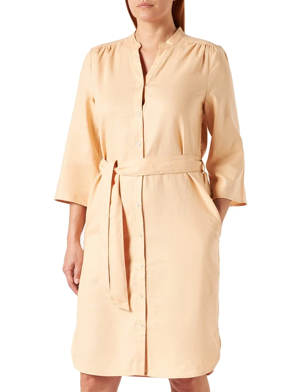 Noa Noa Women's Sheer Linen Dress, Almost Apricot, 46