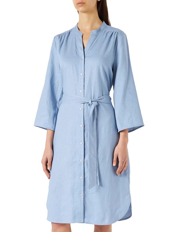 Noa Noa Women's Sheer Linen Dress, Forever Blue, 46