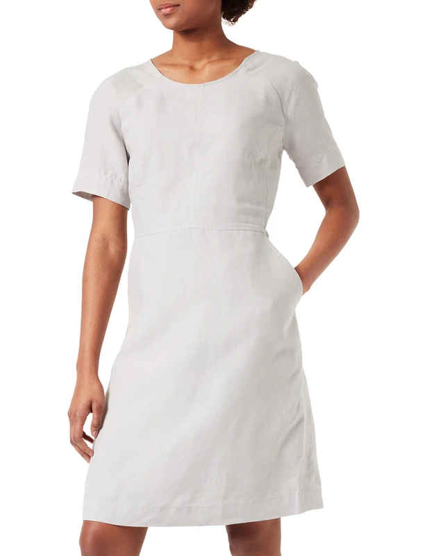 Noa Noa Women's Essential Linen Dress, Light Grey Melange, 32