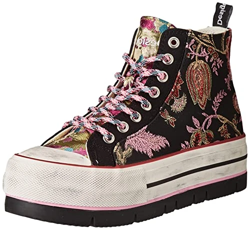 Desigual Women's Shoes_Crush_Black Sneaker, Multicolor, 7