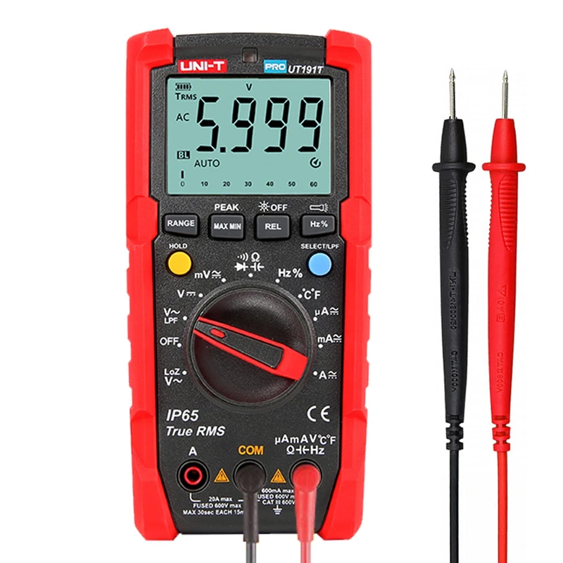 UNI-T UT191SERIES - Professional Digital Multimeter Pro Line, complies with CAT III 600V and IP65 Rated (UT191T)