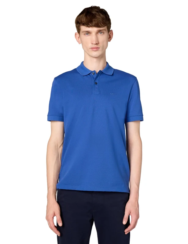 BOSS Men's Pallas Short Sleeve Polo Shirt, Medium Navy, Large