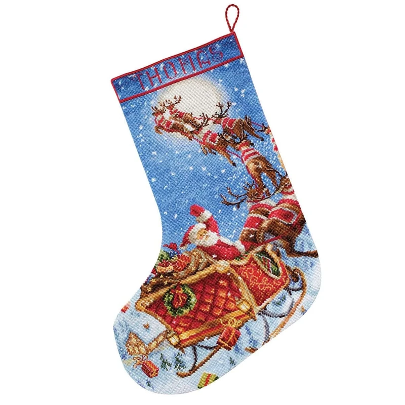Letistitch Cross Stitch Set Christmas Stocking The Reindeer on The Go Counted Pattern 38 x 25.5 cm