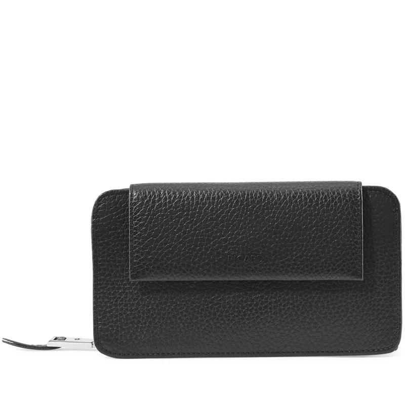 Picard Pure 1 Women's Mobile Phone Case Made of Genuine Leather Medium | Width 4 cm Height 10 cm Length 18.5 cm with Zip | Everyday Life, Going Out, Travel |, black, standard size, Clutch bag