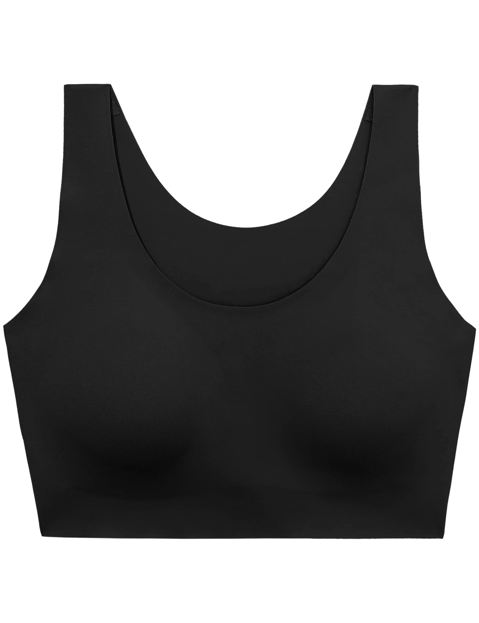 LilySilk One-Size-Fits-Most Classic Wireless Silk Bra Super Comfort Detachable Fill-in Pads Leisure Stretch Crop Tops Vest Bralette,Black