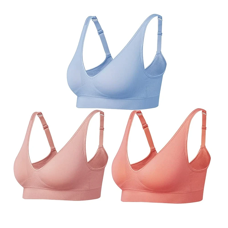 Comfyin Wireless Bras for Women Non Wired Seamless Bras with Removable Pads 3 Pack
