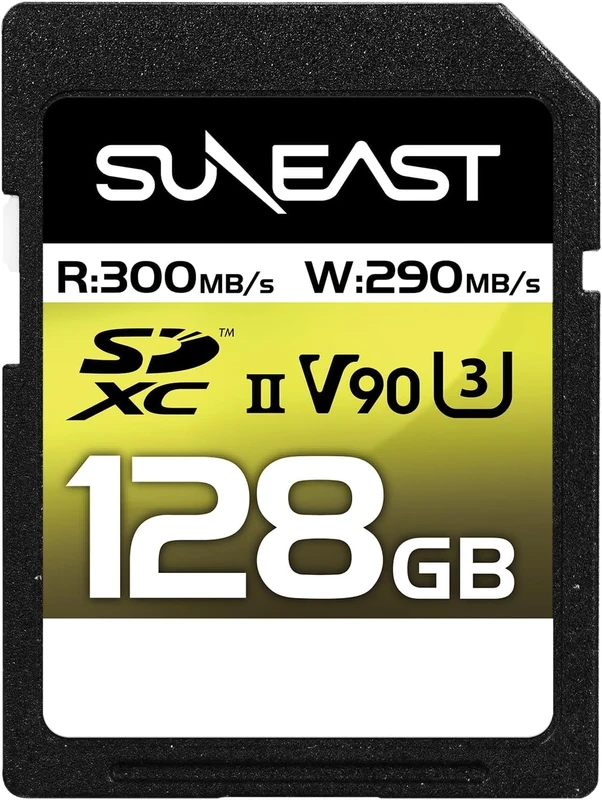 SUNEAST (Japan) 128GB ULTIMATE PRO V90 U3 C10 UHS-II SDXC Memory Card Read: 300MB/s Write: 290MB/s for 8K Video and High Speed Shooting with pSLC NAND