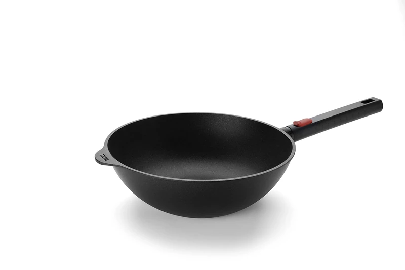 Woll Diamond Logic XR Wok and Stirring Pan Inductive Diameter 28 cm Height 10 cm with Removable Handle Suitable for All Hobs Cast Aluminium Non-Stick Coating Oven-Proof Black