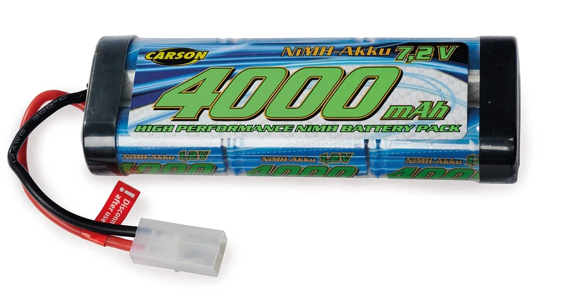 Carson 500608225-7.2 V/4000 mAh NiMH Race Battery TAM, Rechargeable, with Tamiya Plug, Battery Pack for RC Car, Replacement Battery Remote Controlled Vehicle, Model Making, Multicoloured