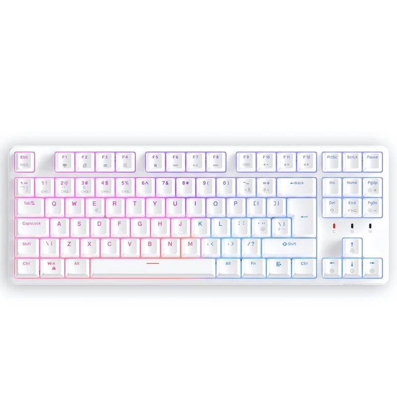 CIY Mechanical Gaming Keyboard+Magnetically Detachable Upper Cover+RGB LED Rainbow+TENKEYLESS (88 Key)+Hot Swap Switches (White and Red Switch)