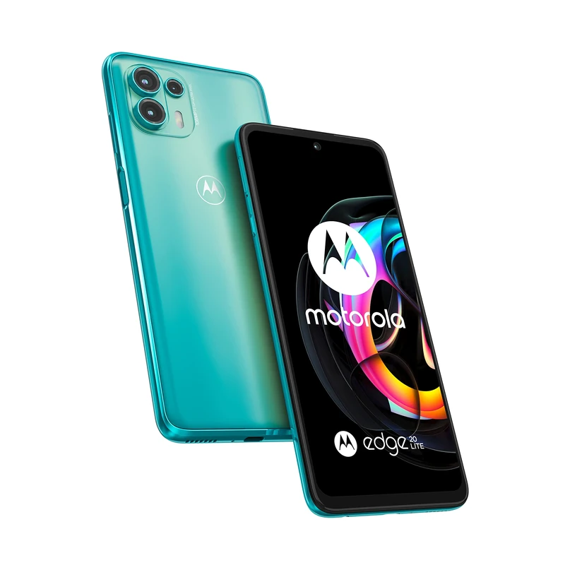 Motorola Moto Edge20 lite Smartphone (6.7" FHD+ Display, 108MP Camera, 8/128GB, 5000mAh, Android 11), Lagoon Green + Protective Cover [Amazon Exclusive]