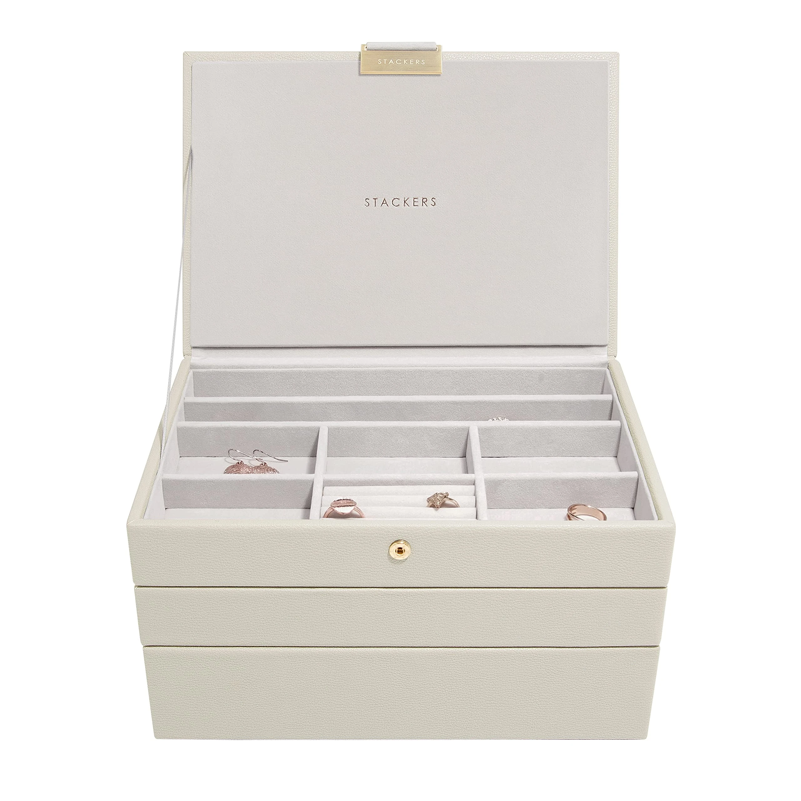 Stackers Oatmeal Classic Medium Jewellery Box, Set of 3