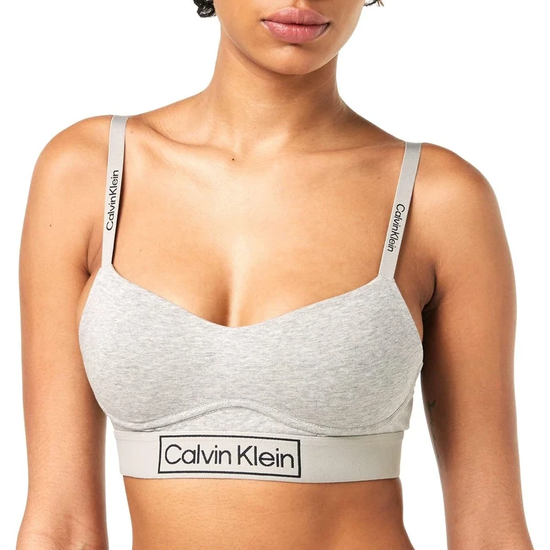 Calvin Klein Women's Lght Lined Bralette Bra, Grey Heather, M