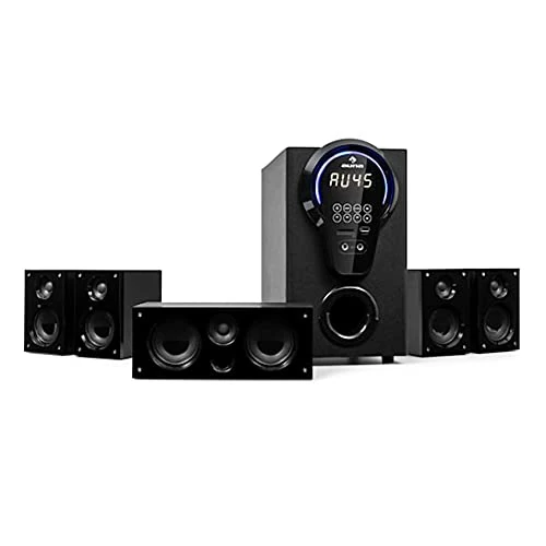 auna Areal 525 DG 5.1-Channel Surround System, Home Cinema System, Power: 125 Watts RMS, 5.25â€ Subwoofer, 4 x Satellites, 1 x Centre, Bluetooth Function, USB/SD Port, AUX Input, Black