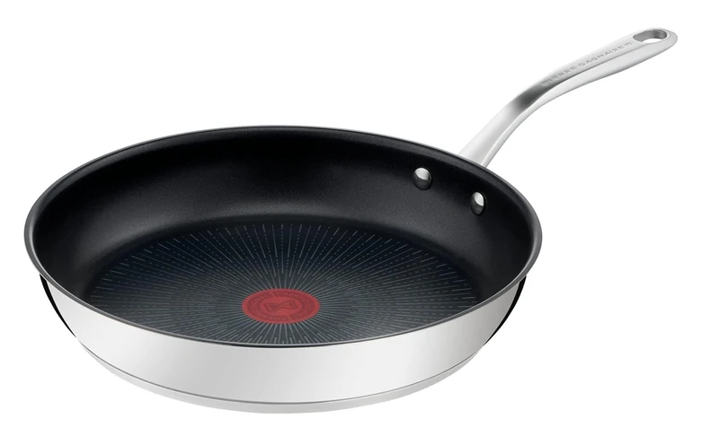 Tefal Pierre Gagnaire H8210623 Coated Stainless Steel Frying Pan with Heat Diffusion Base, Made in France, Riveted Handle, Elegant Design, Suitable for All Heat Sources Including Induction