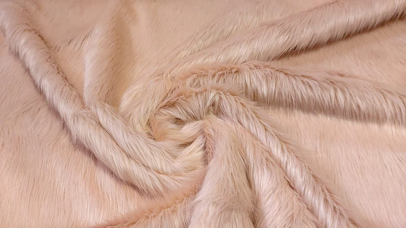 Super Luxury Faux Fur Fabric Material - Long Pile Peach, 1Mtr - 150cm x 100cm