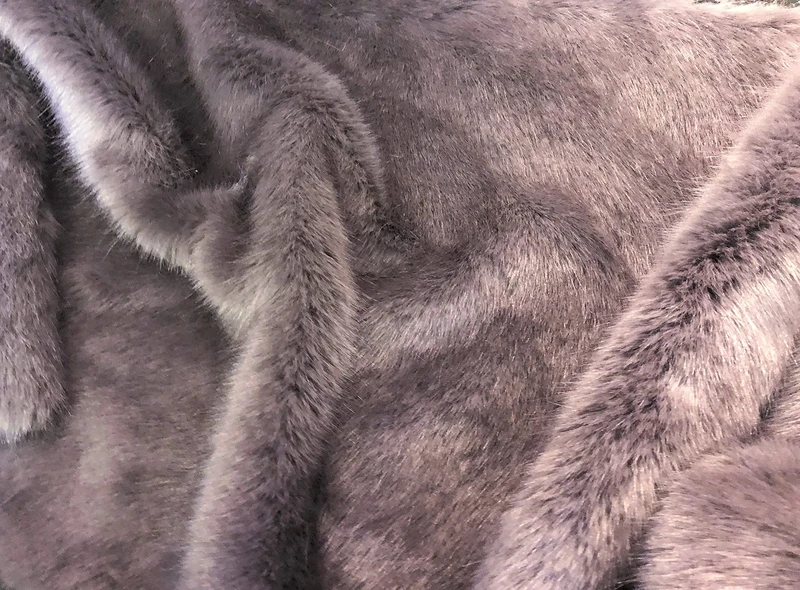Super Luxury Faux Fur Fabric Material - Swiss Grey Mauve, 1Mtr - 150cm x 100cm