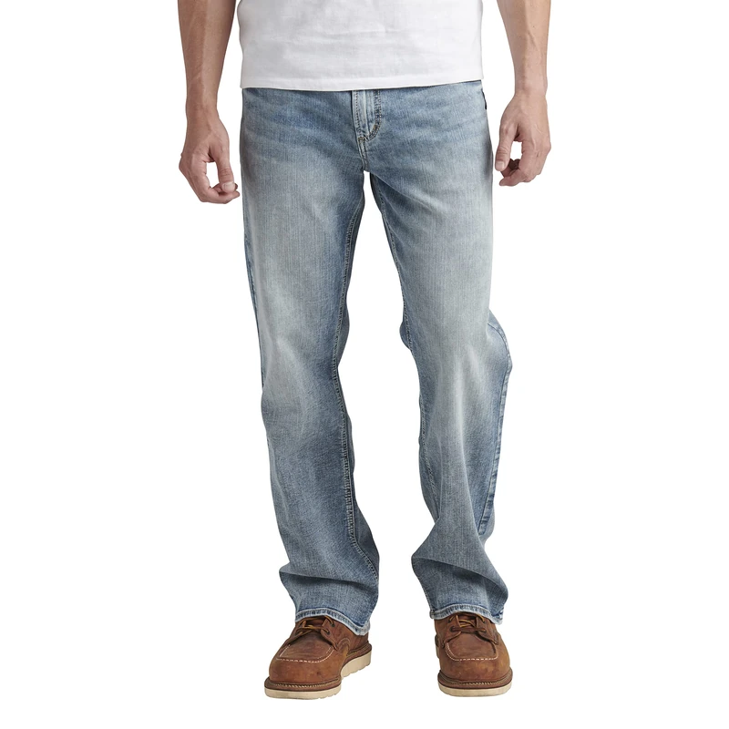 Silver Jeans Co. Men's Gordie Relaxed Fit Straight Leg Jeans, Med Wash Sjl285, 38W x 30L