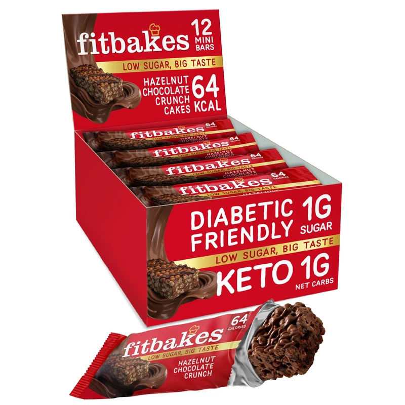 Fit bakes Hazelnut Chocolate Bars - 64 Cal, 1 Net Carb, Keto Snack