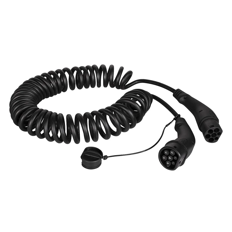Harting EVC0112 - Electric Car Charger Cable Type 2 to Type 2 Spiral 3 Phase 32 A 22 kW 5 m