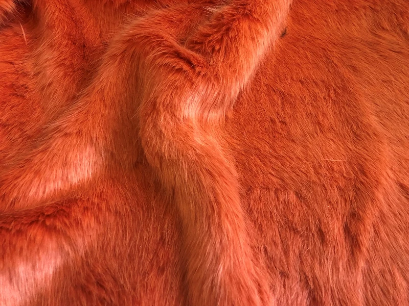 Super Luxury Faux Fur Fabric Material - Swiss Tangerine, 1Mtr - 150cm x 100cm