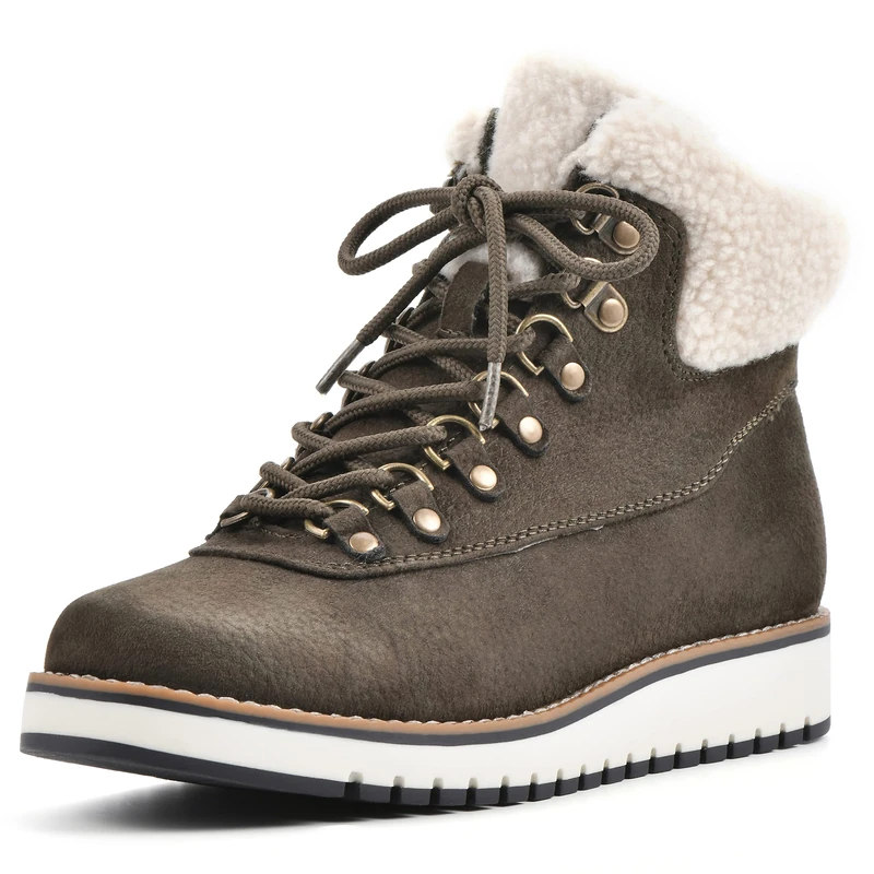WHITE MOUNTAIN Women's Cozy Ankle Boot, Army/Fabric, 8 UK