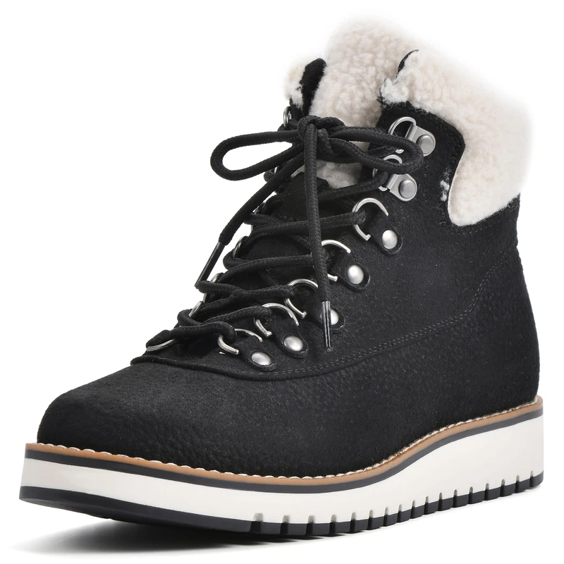 WHITE MOUNTAIN Women's Cozy Ankle Boot, Black/Fabric, 8 UK