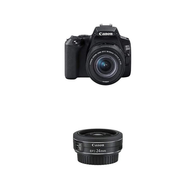 Canon EOS 250D + EF-S 18-55mm f/4-5.6 IS STM Lens - Black With EF-S 24mm f/2.8 STM Lens - Black