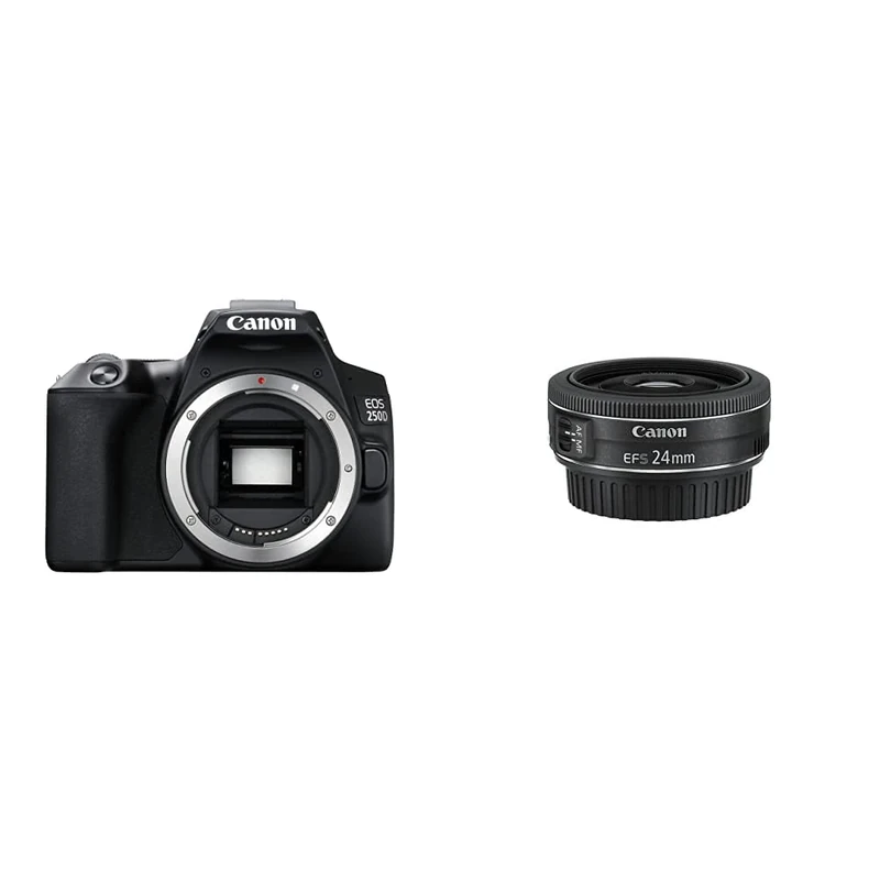 Canon EOS 250D Body - Black With Canon EF-S 24 mm f/2.8 STM Lens - Black