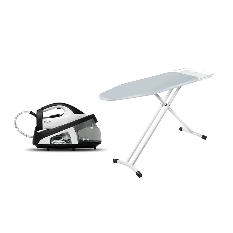 Polti Vaporella Simply VS20.20, Steam Generator Iron with large Detachable 1.5 L Water Tank, Polti Vaporella Essential, Ironing Board, 122 x 43.5 cm Ironing Surface, Adjustable Height, Grey, White