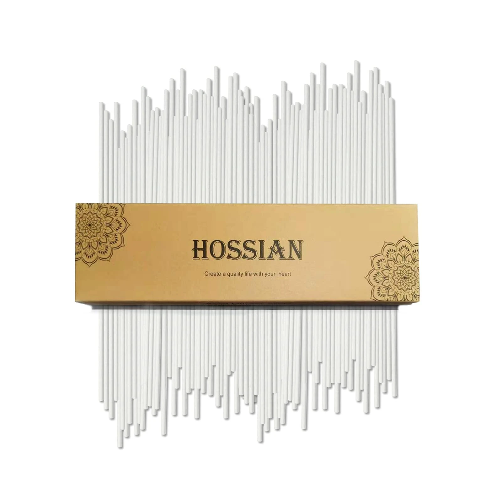 HOSSIAN Reed Diffuser Sticks- White Fiber Diffuser Sticks-Fiber Reed Diffuser Replacement Refill Sticks(50pcs,7.5" x 3.5mm)
