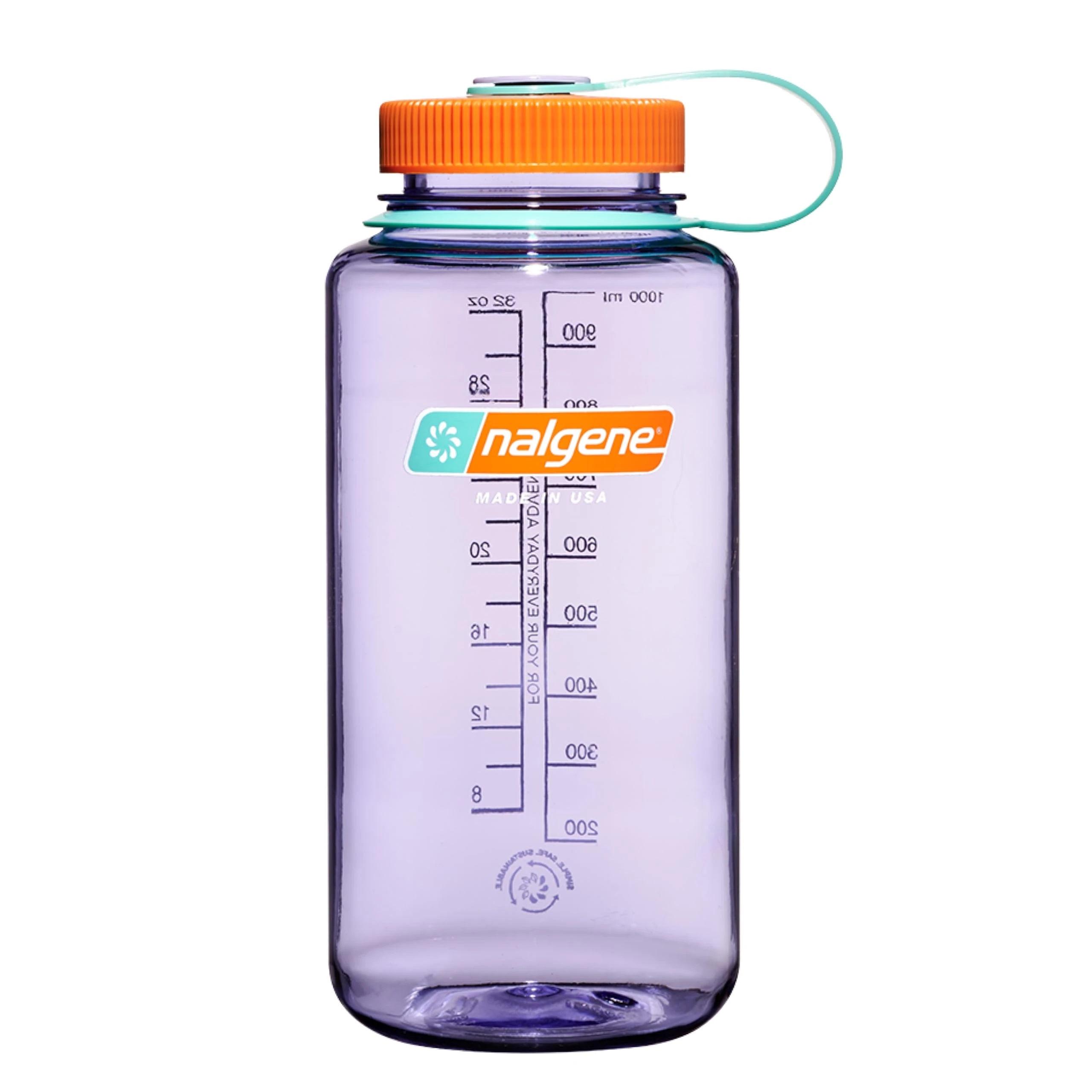 Nalgene Sustain Tritan BPA-Free Water Bottle Made with Material Derived From 50% Plastic Waste, 32 OZ, Wide Mouth, Amethyst