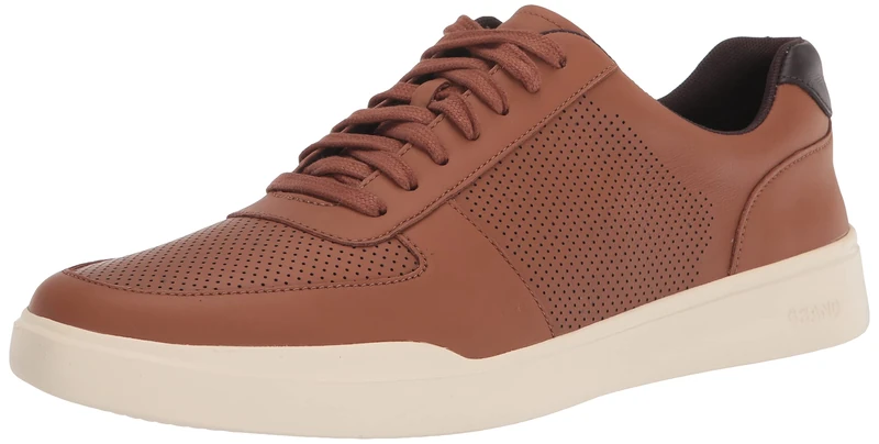 Cole Haan Men's Crosscourt Modern Sneaker, Optic White Molten Lava, British Tan Leather/Ivory, 11 US Wide