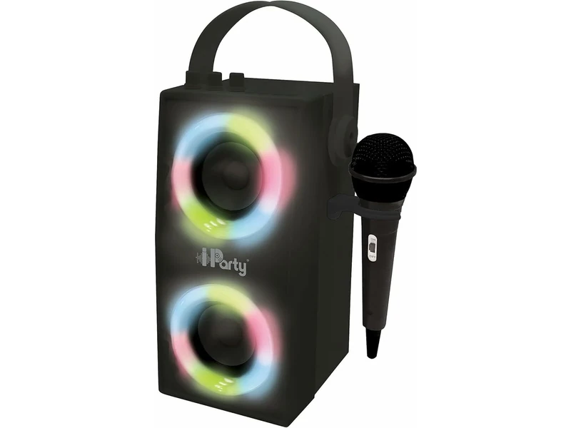 LEXIBOOK, iParty, Portable Bluetooth Light Speaker with Microphone, Light effects, Karaoke, Wireless, USB, SD card, Rechargeable battery, Black, BTP180BKZ