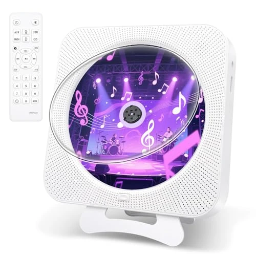 Portable CD Player for Car, External Car CD Player USB Plug and Play, AUX Port, USB Extension Cable, Personal CD Players for Home/office/Car/Laptop/Computer/TV (White) (2222)