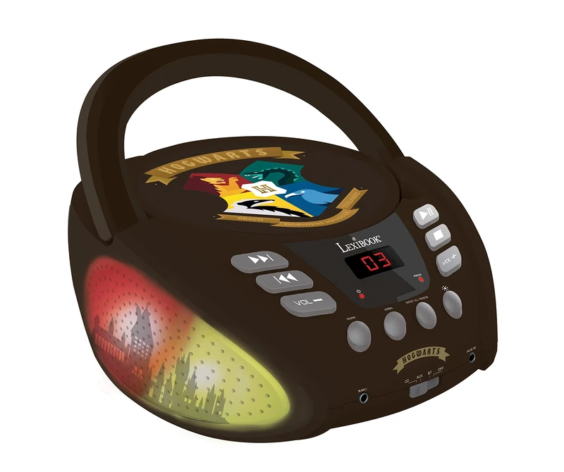 Lexibook, Harry Potter, Bluetooth CD player for kids, Portable, Multicoloured, Light effects, Microphone jack, Aux-in jack, AC or battery-operated, Black, RCD109HP