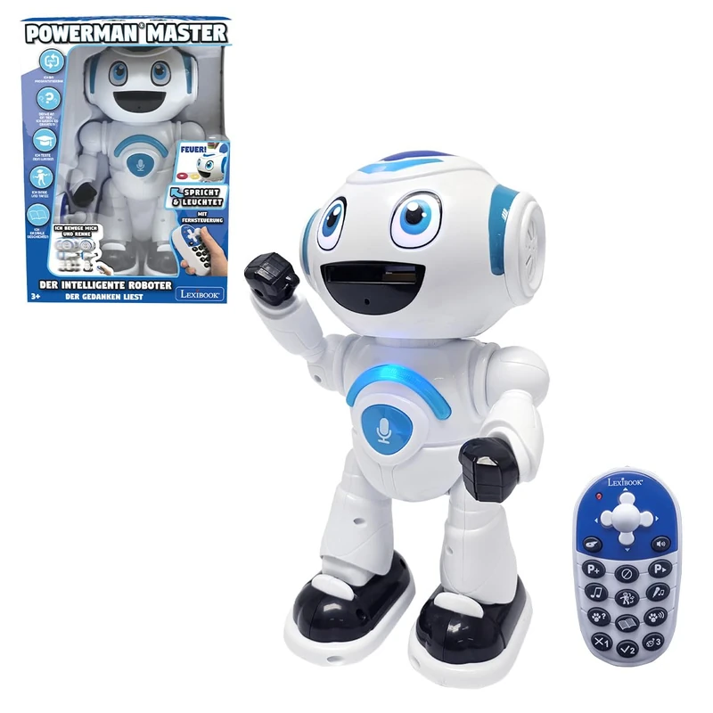 Lexibook, Powerman Master, Interactive Toy Robot Reading in the Head Toy for Children Dancing Plays Music Animal Quiz STEM Programmable Remote Control Robot Junior, ROB25DE