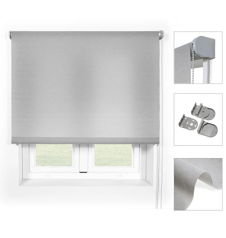 Blindecor Ara Premium Translucent Smooth Roller Blind, Silver Grey, 120 x 190 cm (Width per Height), Fabric Dimensions 117 x 185 cm