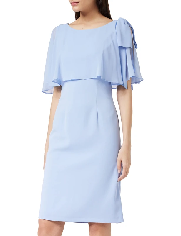 Gina Bacconi Women's Crepe and Chiffon Dress, Nordic Blue, 18