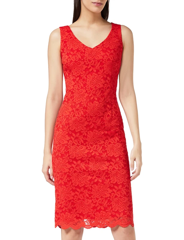 Gina Bacconi Women's Lace Shift Dress Cocktail, Hot Red, 14