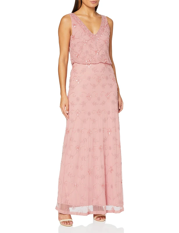 Gina Bacconi Women's Beaded Maxi Dress Cocktail, Soft Rose, 8