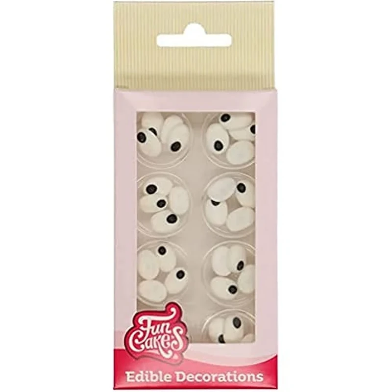FunCakes Sugar Decorations Eyes Oval: Ready to Use for Cake Decoration, Perfect for Spooky Halloween or Monster Cupcakes, Muffins and more, Glutenfree certified, Set/32, Mix, 6
