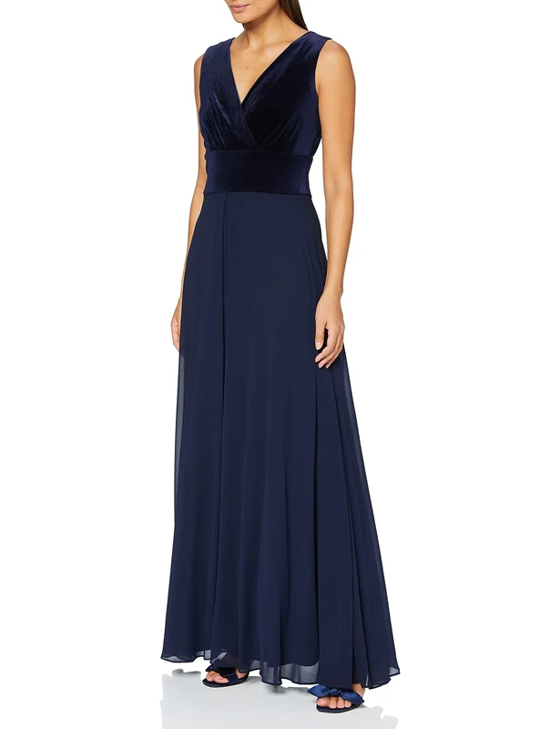 Gina Bacconi Women's Velvet and Chiffon Dress Cocktail, Navy, 20