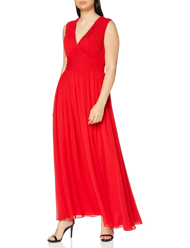 Gina Bacconi Women's Chiffon Maxi Dress Cocktail, Red, 18