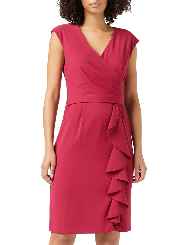 Gina Bacconi Women's Moss Crepe Dress Cocktail, Damson, 12