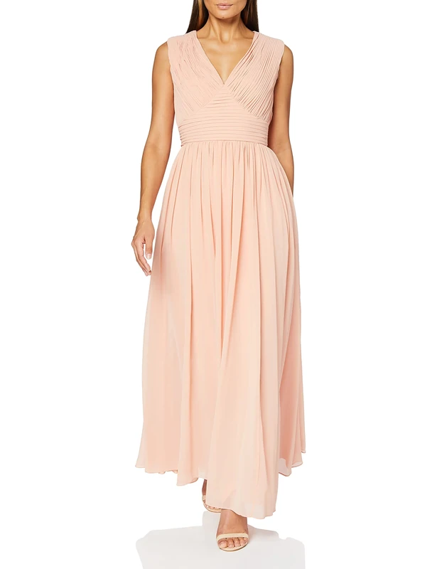 Gina Bacconi Women's Chiffon Maxi Dress Cocktail, Peach, 12