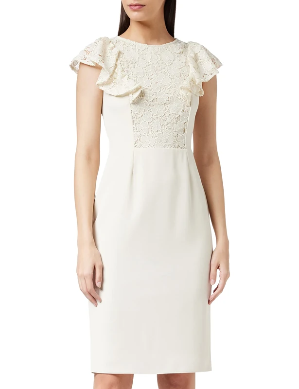 Gina Bacconi Women's Moss Crepe Dress Cocktail, Butter Cream, 8